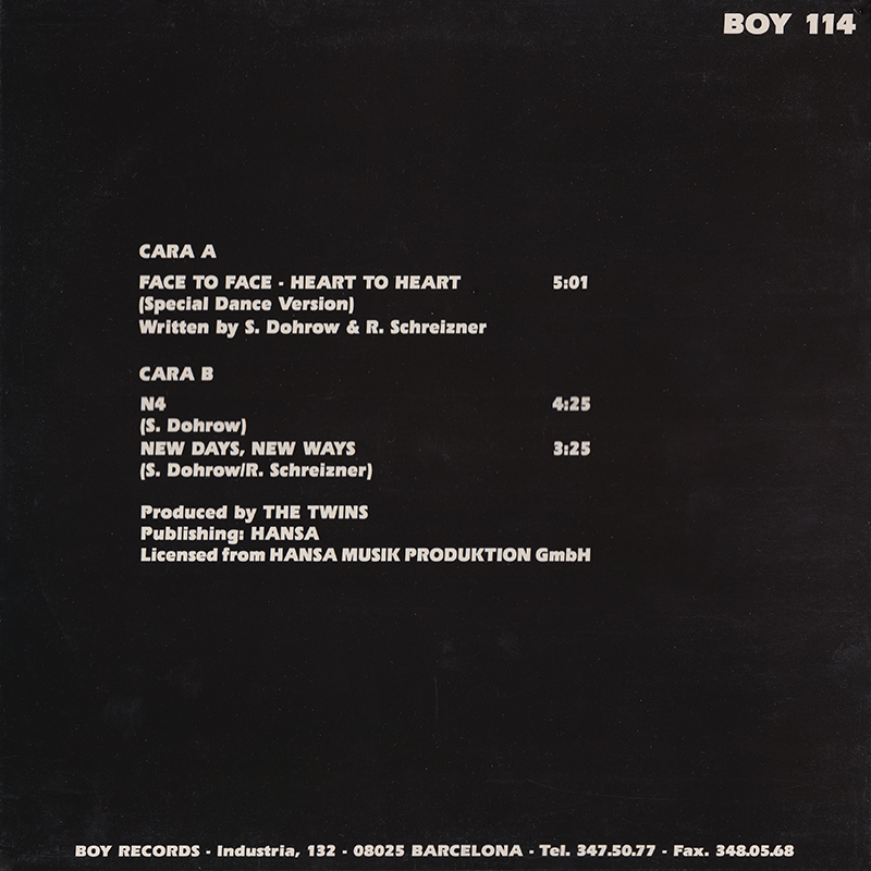 The Twins (12" Maxi Single) Face To Face - Heart To Heart