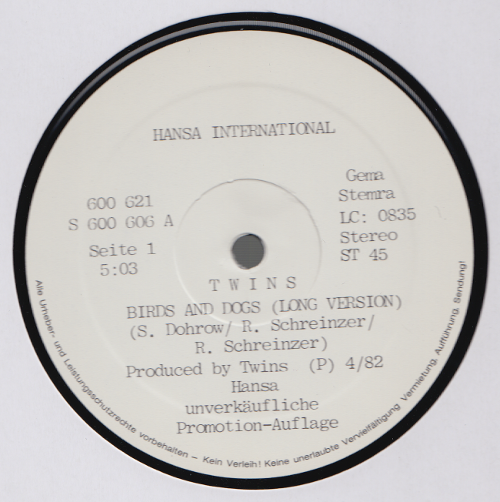 The Twins (12" Maxi Single) Birds And Dogs - Promo