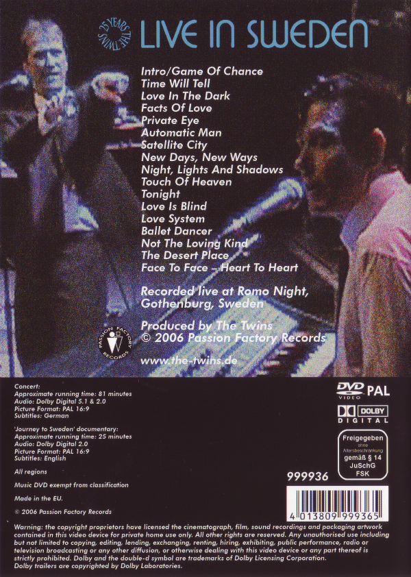 The Twins DVD Live in Sweden